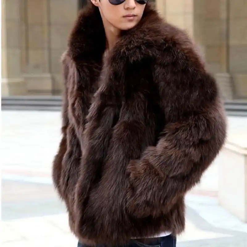 short brown faux fur jacket