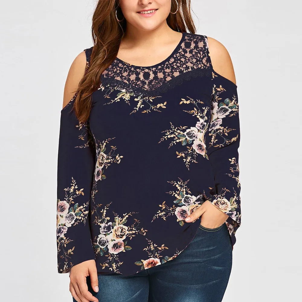 Autumn tops women long sleeve blouse casual Plus Size Cold Shoulder Lace Shirt Loose Floral Printed Women Clothes blusa feminina
Autumn tops women long sleeve blouse casual Plus Size Cold Shoulder Lace Shirt Loose Floral Printed Women Clothes blusa feminina