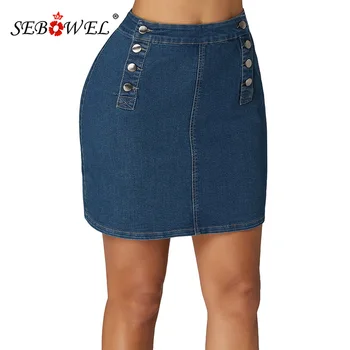SEBOWEL Summer High Waist Casual Stretch Denim Mini Skirt Women Double Breasted Functional Button Hip Pockets Jeans Short Skirts
SEBOWEL Summer High Waist Casual Stretch Denim Mini Skirt Women Double Breasted Functional Button Hip Pockets Jeans Short Skirts