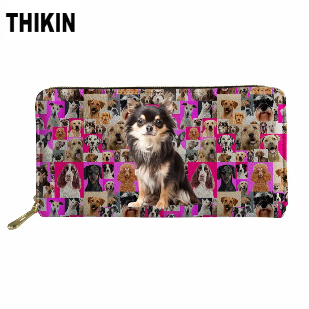 

THIKIN 3D Chihuahua Pug Dogs Long Wallet Women New Clutch Girls Coin Purse Case Card Holder Female Carteira Money Bags Portfel