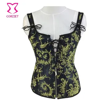 Steampunk Sexy Green Floral Brocade Burlesque Women Overbust Corset Gothic Clothes BodyShaper Waist Trainer Corsetto Bustier
Steampunk Sexy Green Floral Brocade Burlesque Women Overbust Corset Gothic Clothes BodyShaper Waist Trainer Corsetto Bustier