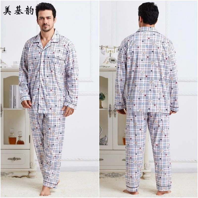 Free Shipping Men Spring Autumn Cotton Plus Size Pajama Sets Male plaid Extra Large Size Sleepwear SetLapel cardigan Long Sleeve
Free Shipping Men Spring Autumn Cotton Plus Size Pajama Sets Male plaid Extra Large Size Sleepwear SetLapel cardigan Long Sleeve