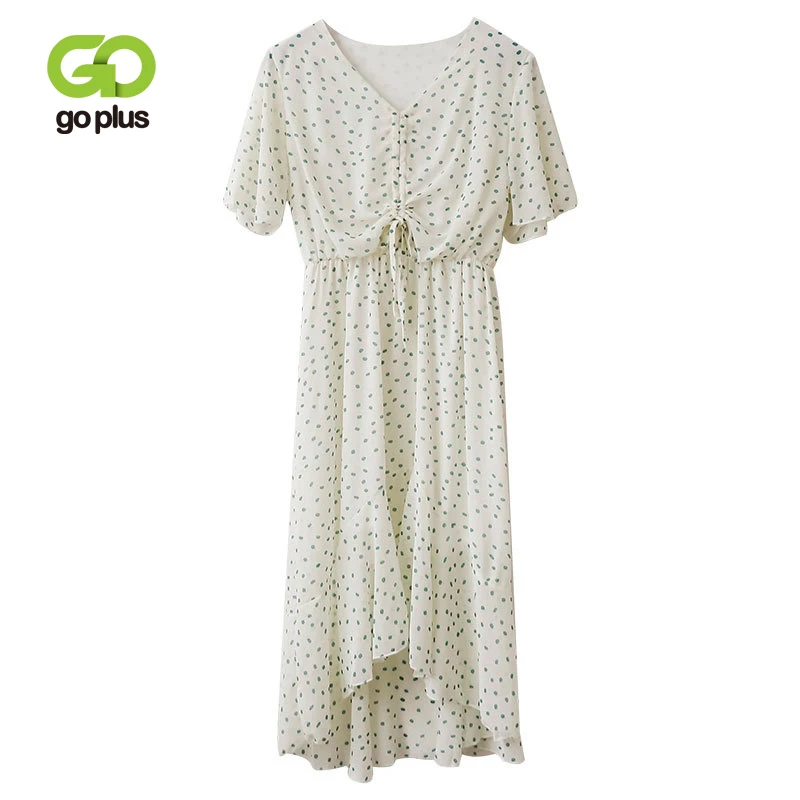GOPLUS Summer Dress Women Beach Chiffon Polka Dot High Waist Short Sleeve V-Neck Mid-Calf A-Line Dresses Womens Elegant Dress
GOPLUS Summer Dress Women Beach Chiffon Polka Dot High Waist Short Sleeve V-Neck Mid-Calf A-Line Dresses Womens Elegant Dress
