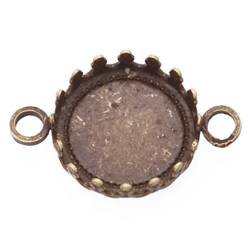 50 pcs Metal Connector Base Round Vintage Antique Bronze Plated Zinc Alloy Pendant fit 12mm Cameo Cabochon Setting-C2416 | Украшения и