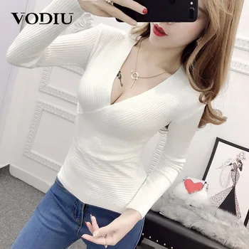 Sexy Women Pullover Sweater Autumn Winter Fashion Jumper Knitting V-Neck Solid Thin Pull Jumper Long Sleeve Sexy Sweater Women
Sexy Women Pullover Sweater Autumn Winter Fashion Jumper Knitting V-Neck Solid Thin Pull Jumper Long Sleeve Sexy Sweater Women