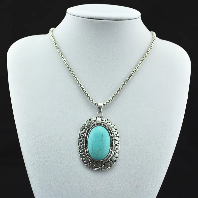 

DH9810---Natural Oval stoneStone Necklace Pendant Jewlery Women,Vintage Look,Antique Silver,Tibet Alloy, wholesaler