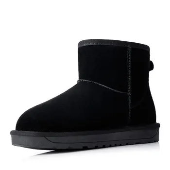 Nice Women Boots Winter Snow Boots Ankle Boots Fur Warm Cow-Suede Genuine Leather Winter Shoes