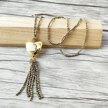 5 Strands golden Hematite Necklace,with Natural pearl Pendant Pave Rhinestone Tassel long Necklaces Jewelry For Women NK421
5 Strands golden Hematite Necklace,with Natural pearl Pendant Pave Rhinestone Tassel long Necklaces Jewelry For Women NK421