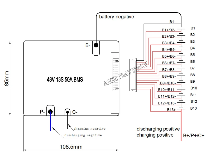 Li Ion Battery Bms 13s 48v 20a 30a 40a And 50a Bms For 48v 500w 2000w Lithium Ion Battery Pack With Balance Function