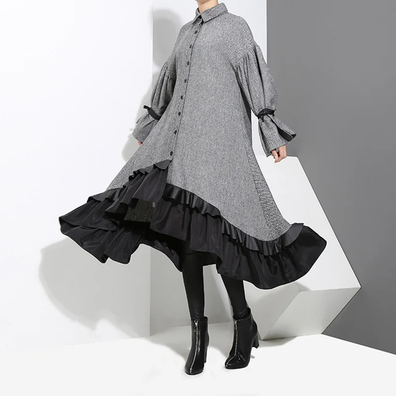 Trumpet Mermaid Women Fashion Dress 2018 New Spring Lapel Long Sleeve Bandage Striped Big Swing Irregular Loose Dress YP0817
Trumpet Mermaid Women Fashion Dress 2018 New Spring Lapel Long Sleeve Bandage Striped Big Swing Irregular Loose Dress YP0817
