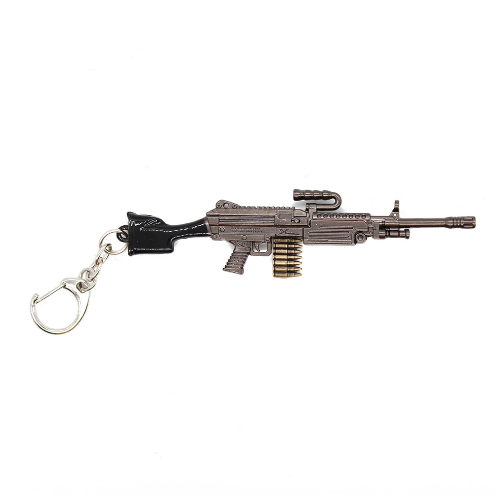 

12cm Keychain Weapon Model Pendant Jedi Survival Gun Eating Chicken Game Surrounding 4pc M249 Machine Gun