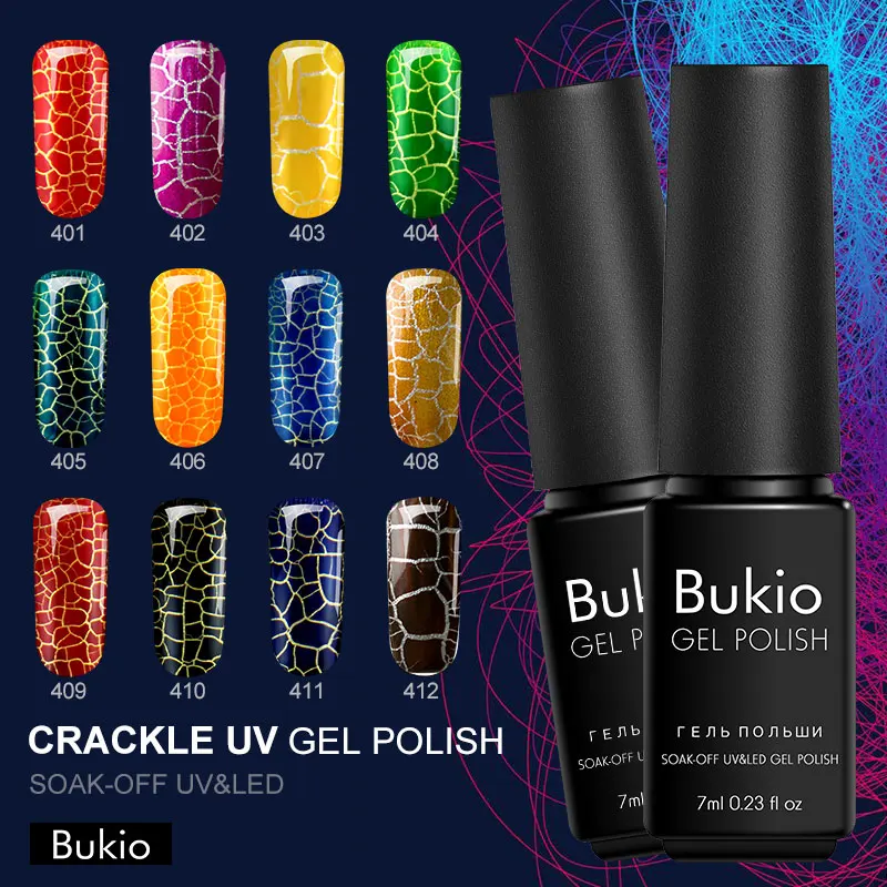 Bukio Colorful Crack Nail Gel UV Varnish Nail Art Polish Gel Primer Nails Design Enamel Semi Permanent Shatter Style Gel Lacquer 
Bukio Colorful Crack Nail Gel UV Varnish Nail Art Polish Gel Primer Nails Design Enamel Semi Permanent Shatter Style Gel Lacquer