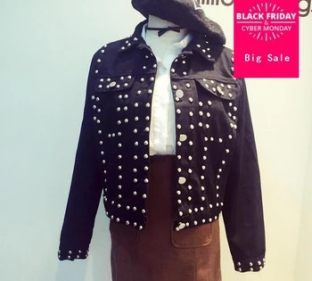 Rivets Autumn Denim Jacket Women Short Jeans Overcoat Ladies Jackets Tops Slim Black Jeans
Rivets Autumn Denim Jacket Women Short Jeans Overcoat Ladies Jackets Tops Slim Black Jeans