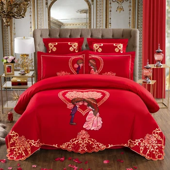 4PCS Luxury Embroidery Wedding sheet pillowcase&duvet cover sets,Sweet Festival 4pcs bedding sets heart rose red
4PCS Luxury Embroidery Wedding sheet pillowcase&duvet cover sets,Sweet Festival 4pcs bedding sets heart rose red