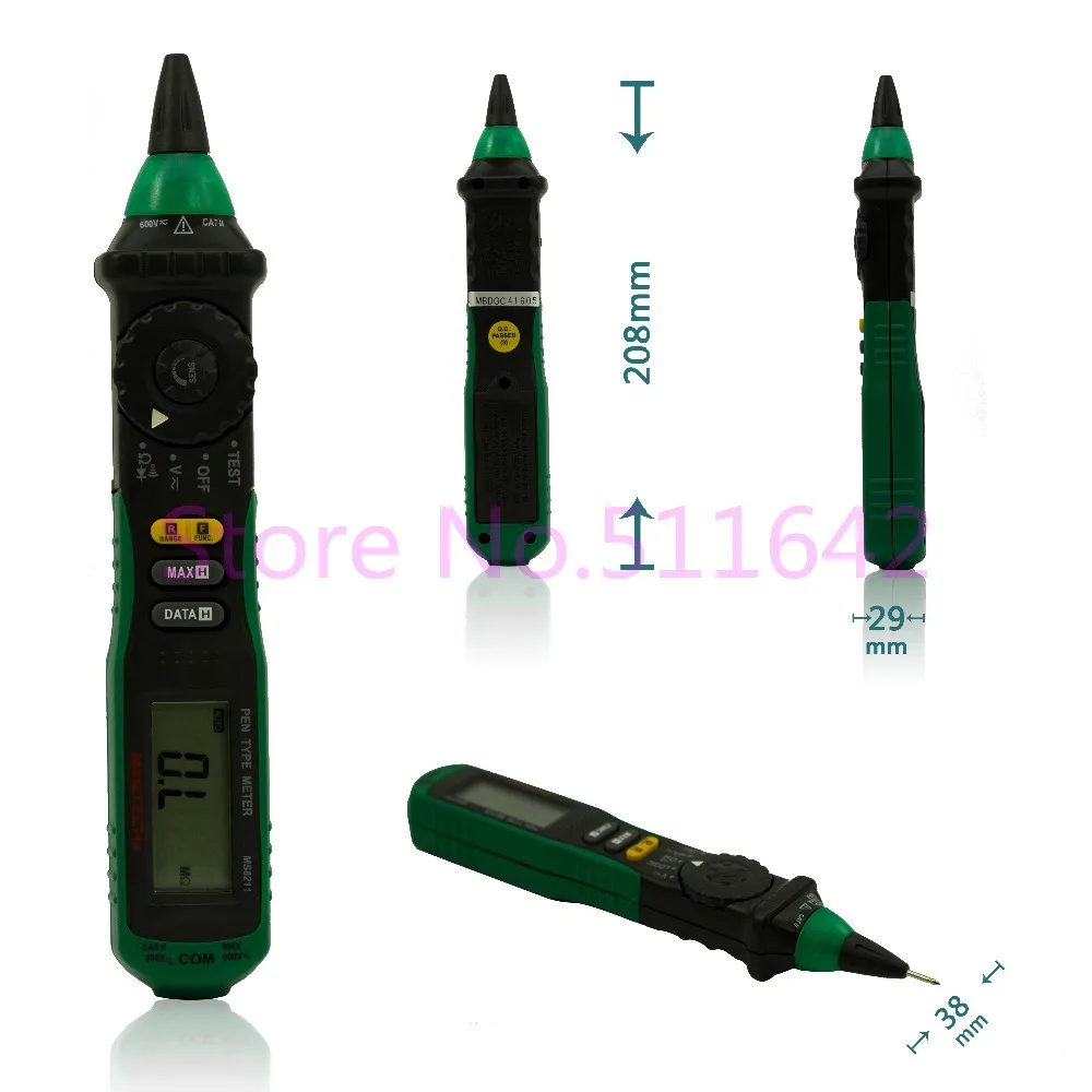 MASTECH MS8211 Pen Type Digital Multimeter Non-contact AC Voltage Detector Auto Range Multimetro Multitester Pen-type Meter
MASTECH MS8211 Pen Type Digital Multimeter Non-contact AC Voltage Detector Auto Range Multimetro Multitester Pen-type Meter