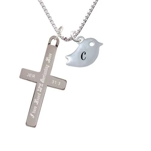 Little Bird Initial - C - - Everlasting Love - Cross Necklace (1)