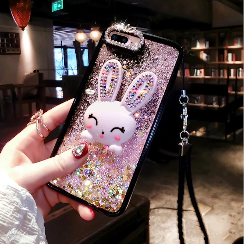 For iPhone 6 6s 7 8 plus X for Samsung galaxy s7 edge s8 s9 plus note 8 bling rabbit heart liquid quicksand lanyard phone case
For iPhone 6 6s 7 8 plus X for Samsung galaxy s7 edge s8 s9 plus note 8 bling rabbit heart liquid quicksand lanyard phone case
