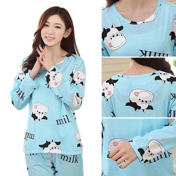 2019 Breathable Comfortable Milk Cow Printed Sleepwear Sets Women Long Pullovers And Trousers Cartoon Nightwear Pyjamas Leisure
2019 Breathable Comfortable Milk Cow Printed Sleepwear Sets Women Long Pullovers And Trousers Cartoon Nightwear Pyjamas Leisure