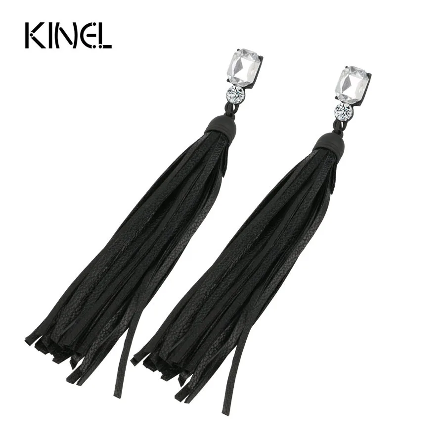 Kinel Vintage Jewelry Black Leather Fringed Earrings For Women Color Gun Black 2016 Fashion Party Long Earring Accessories
Kinel Vintage Jewelry Black Leather Fringed Earrings For Women Color Gun Black 2016 Fashion Party Long Earring Accessories