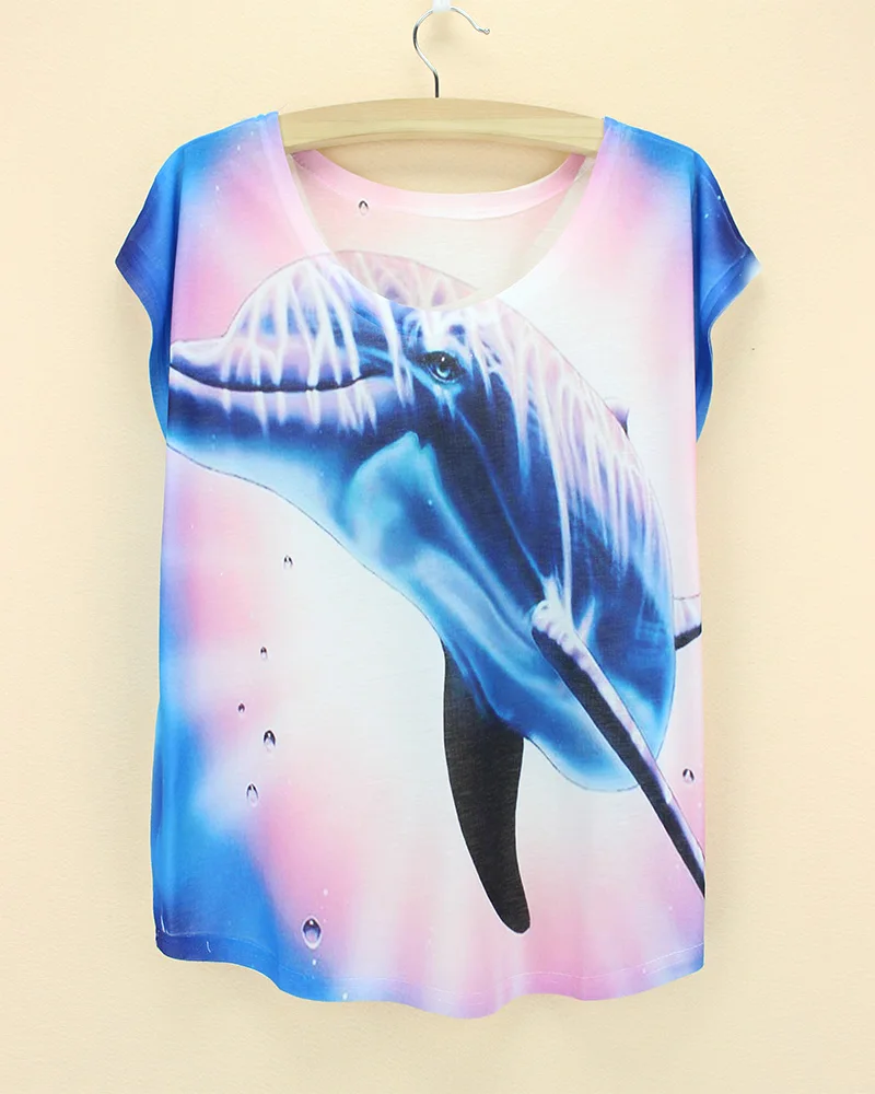 Футболка с принтом в виде животных dolphin синяя футболка 3d для молодежи подростков