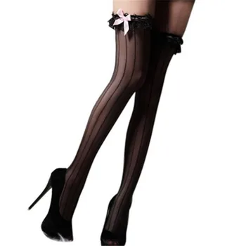 

MAXIORILL Sexy Sheer Lace Top Thigh High Stockings Thigh Highs Hosiery Women Stay Up Black Dropshipping medias de mujer Y*