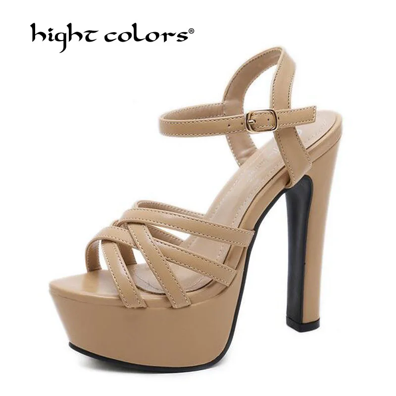 Hight Colors Brand Black Apricot Women Sandals Buckle Strap 14.5cm High Heels Fashion Platform Sexy Wedding Female Shoes P0083-T
Hight Colors Brand Black Apricot Women Sandals Buckle Strap 14.5cm High Heels Fashion Platform Sexy Wedding Female Shoes P0083-T