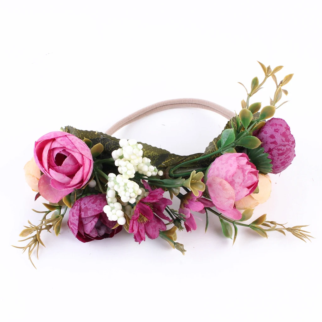 Cute Baby Children Kids Girls Floral Crown Headwear Headband Party Flower Hair Accessory for Travel Party Stage Show Photo Tool