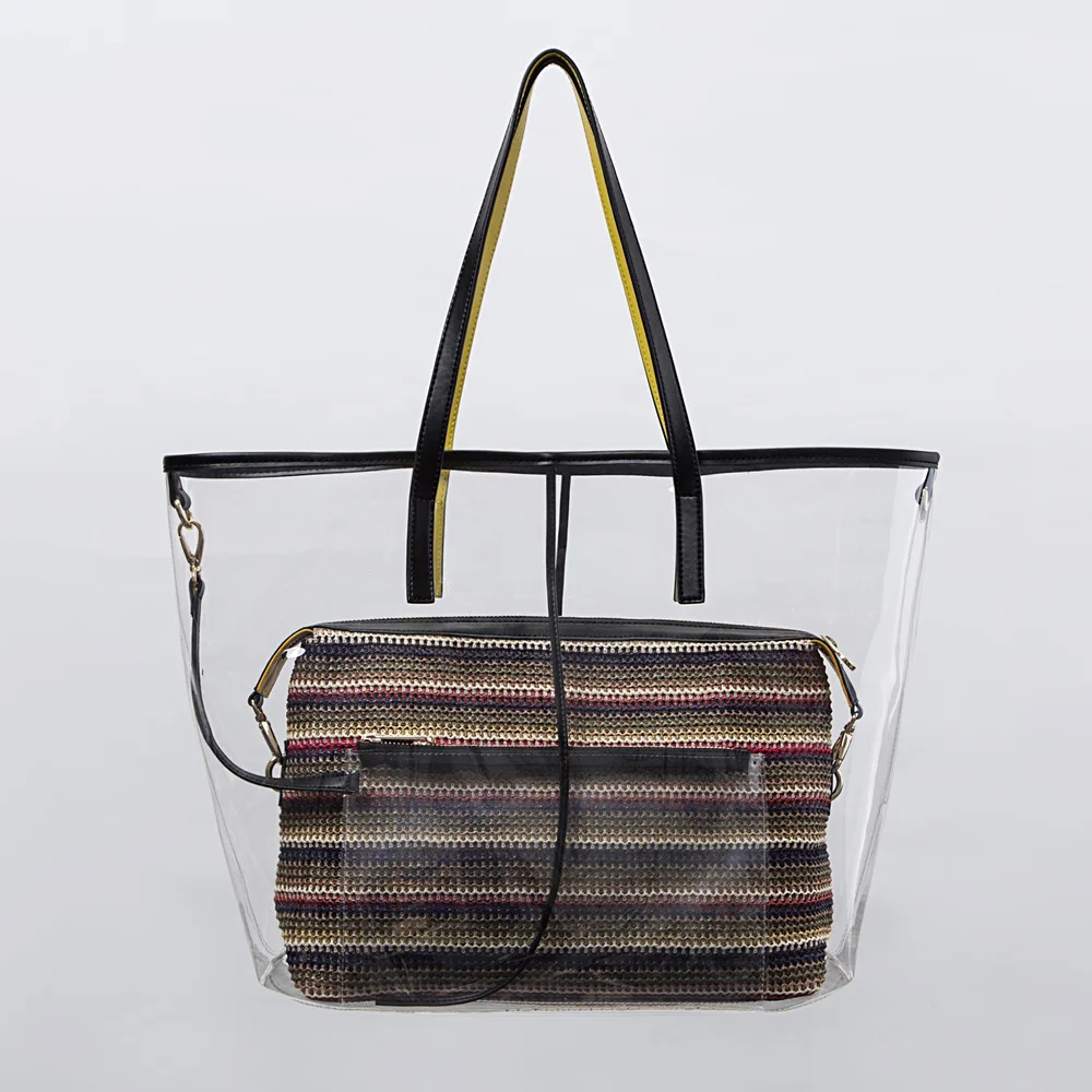 2018 New Women Summer Beach Holiday PVC Transparent Jelly Shoulder Bag Large Capacity Color Collision Single Shoulder Handbag
2018 New Women Summer Beach Holiday PVC Transparent Jelly Shoulder Bag Large Capacity Color Collision Single Shoulder Handbag