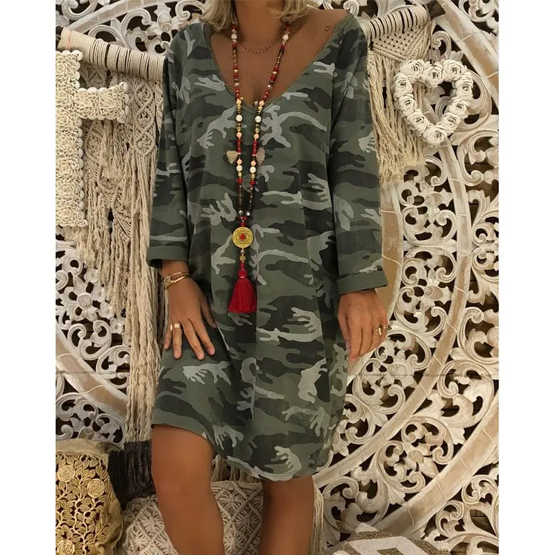 Fashion Autumn Tshirt Dress Straight Casual Loose Fall Clothing For Women Long Sleeve O Neck Print Camouflage Dresses Streetwear
Fashion Autumn Tshirt Dress Straight Casual Loose Fall Clothing For Women Long Sleeve O Neck Print Camouflage Dresses Streetwear