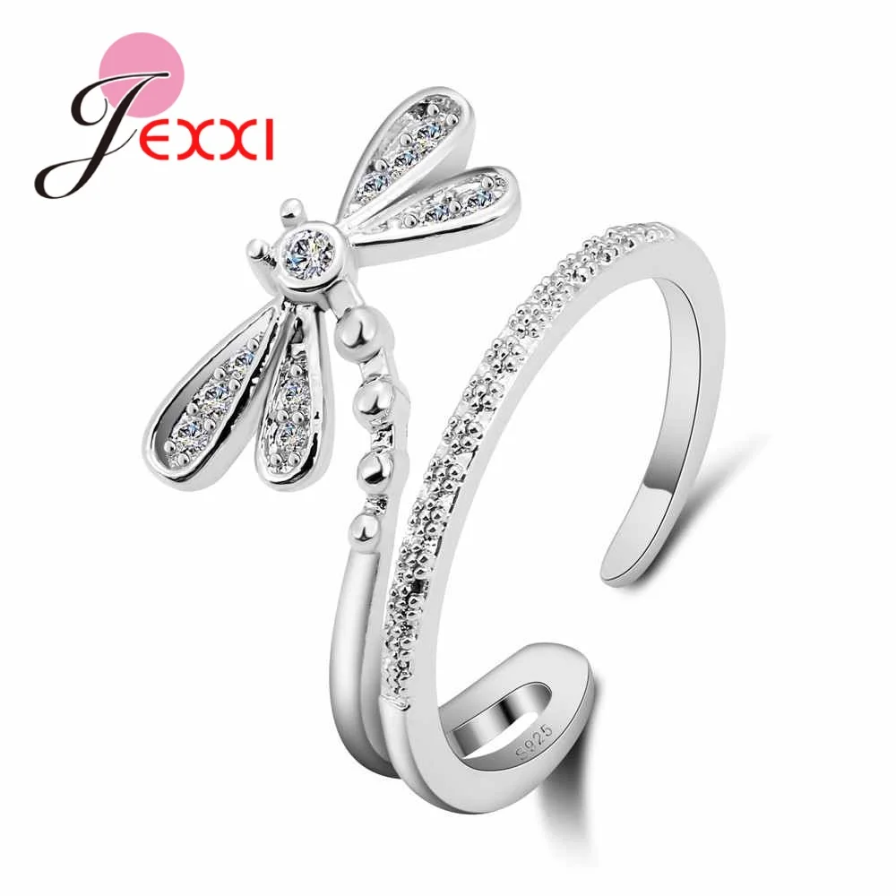 Lovely 925 Sterling Silver Dragonfly Opening Rings For Party Accessory Women Cubic Zircon Wedding Ring Adjustable Anel
Lovely 925 Sterling Silver Dragonfly Opening Rings For Party Accessory Women Cubic Zircon Wedding Ring Adjustable Anel