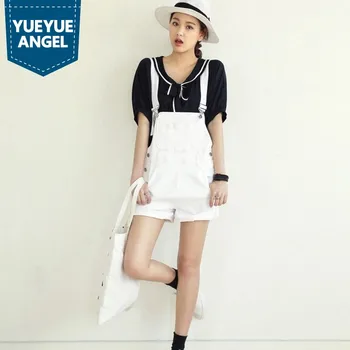 

New Fashion White Denim Playsuit Women Shorts Jeans Overall Sexy Hot Pants Playsuits Macacao Feminino Female Romper Plus Size