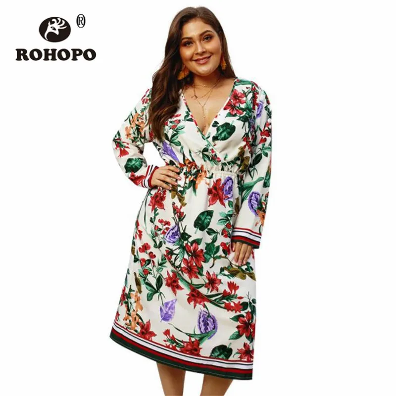 Plus Size 4XL Women Long Sleeve Floral Casual Dress 2019 Autumn V neck Wide Waist Casual Vintage Mid Calf Women Ukraine Dress
Plus Size 4XL Women Long Sleeve Floral Casual Dress 2019 Autumn V neck Wide Waist Casual Vintage Mid Calf Women Ukraine Dress