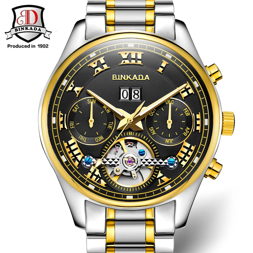 Fashion Luxury Brand BINKADA Men Wacth Tourbillon Hollow Calendar Automatic Mechanical Watch Mens Watches With Original Box Gift
Fashion Luxury Brand BINKADA Men Wacth Tourbillon Hollow Calendar Automatic Mechanical Watch Mens Watches With Original Box Gift