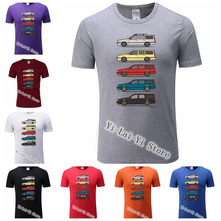 

Brand New Cars Turbo Wagons Men's T Shirt Volvo 850 V70 T5 TShirt Men Vintage Classic Vestidos Harajuku TShirts Kenka Top Tee