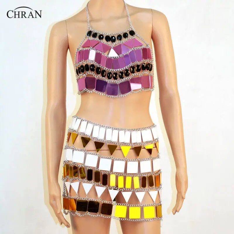 CHRAN Sexy Women Bra Harness Halter Mirror Perspex Crop Top Summer Beach Chainmail Bikini Skirt Waist Belly Body Chain Jewelry
CHRAN Sexy Women Bra Harness Halter Mirror Perspex Crop Top Summer Beach Chainmail Bikini Skirt Waist Belly Body Chain Jewelry