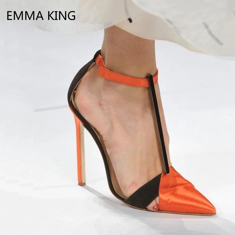 Fashion Orange Women Pumps Satin Pointy T-strap High Heel Sandals Stiletto Sexy Buckle Shallow Runway Shoes For Ladies Party
Fashion Orange Women Pumps Satin Pointy T-strap High Heel Sandals Stiletto Sexy Buckle Shallow Runway Shoes For Ladies Party