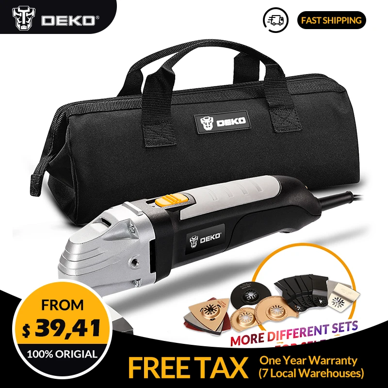 DEKO 220V 300W Variable Speed Electric Multifunction Oscillating Multi-Tool Power Tool Electric Trimmer Saw Accessories Tool Kit
DEKO 220V 300W Variable Speed Electric Multifunction Oscillating Multi-Tool Power Tool Electric Trimmer Saw Accessories Tool Kit