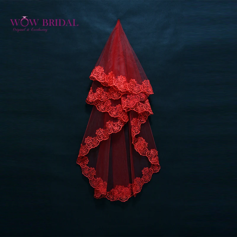 Wowbridal Изящная Красная свадебная вуаль для подружки невесты 2021 свадебные