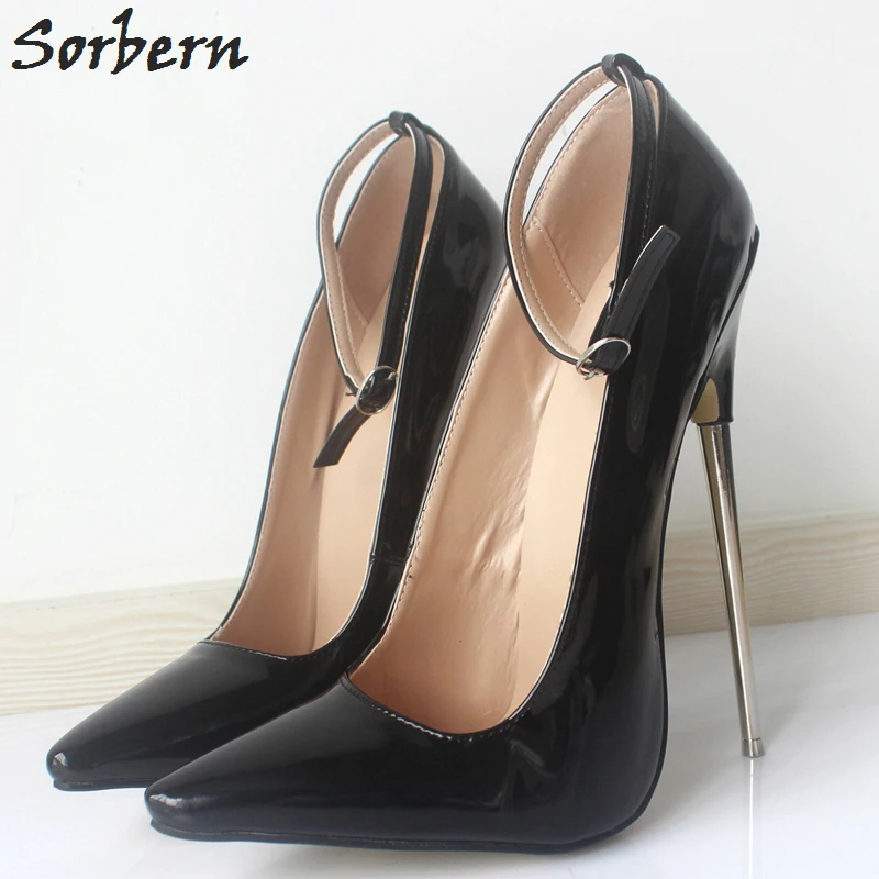 Sorbern Black And White Ankle Straps Sandals Women Shoes Platform Sandals High Heels High Fashion Shoes Plus Size Office Heels
