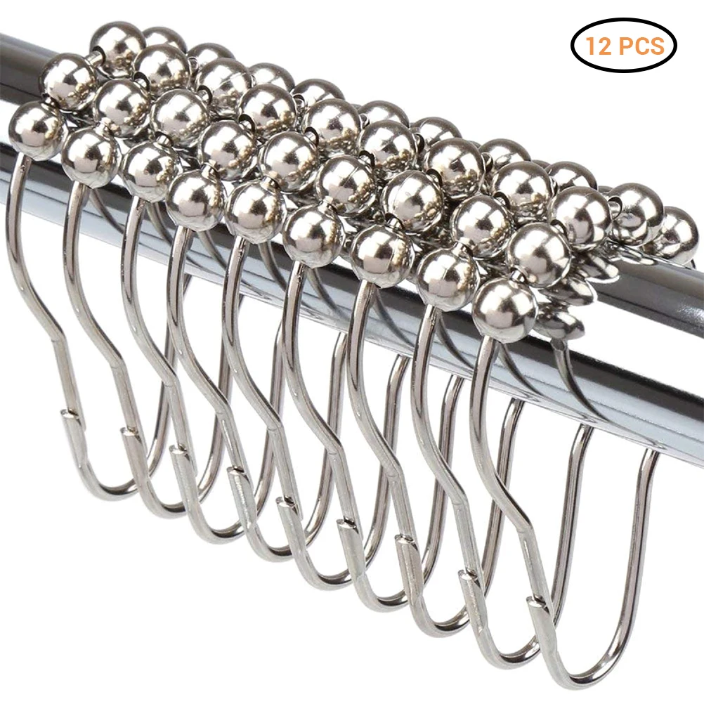 12PCS Antirust Rings Hooks Bath Curtain Rollerball Hooks For Bathroom Shower Curtains Accessories
12PCS Antirust Rings Hooks Bath Curtain Rollerball Hooks For Bathroom Shower Curtains Accessories