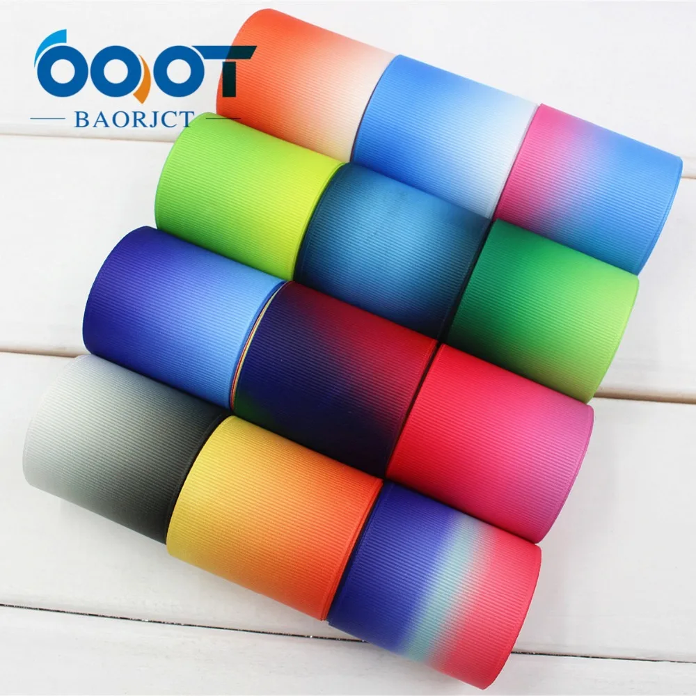 OOOT BAORJCT 174012 50mm Solid color gradient Printed grosgrain ribbon DIY handmade Wedding decoration materials Valentine's Day | Дом и