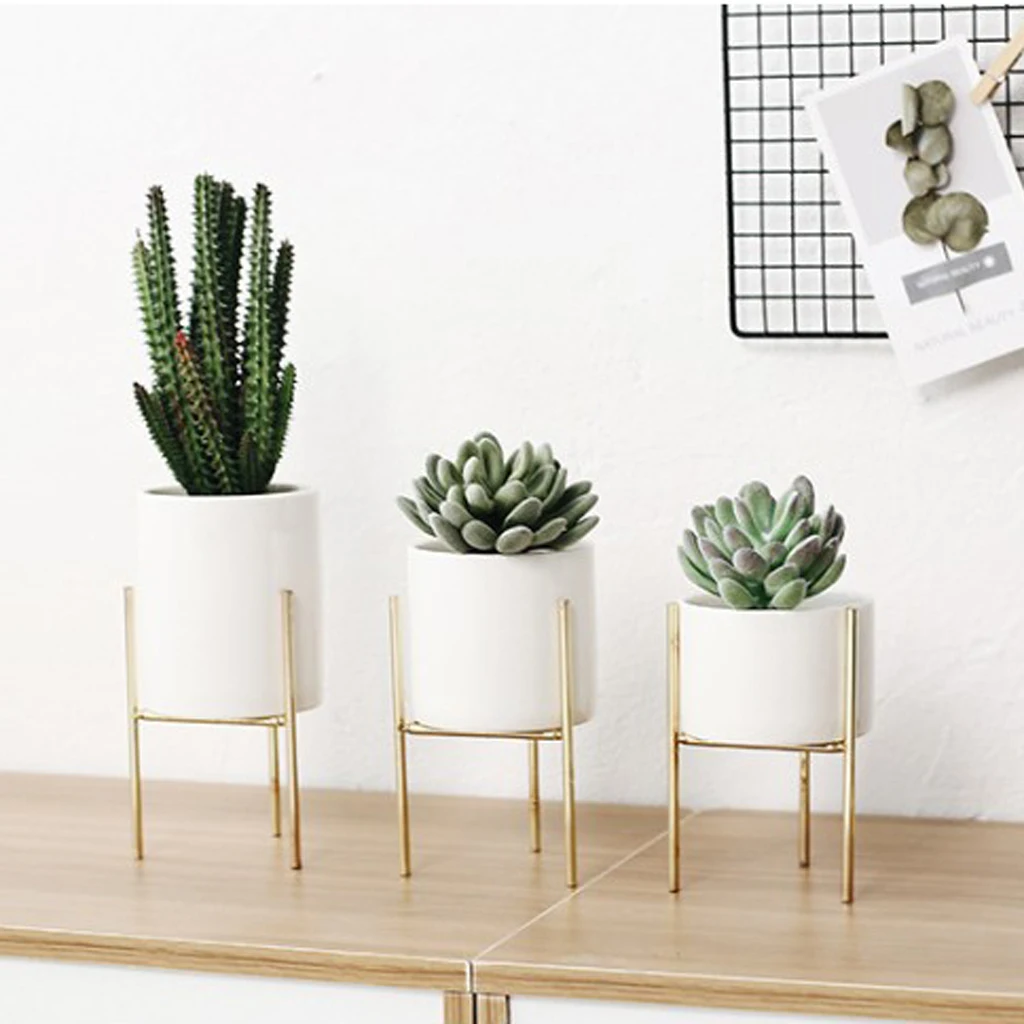 3Pcs Metal Plant Stand Succulent Flowerpot Planter for Office Home Decor 3Pcs Metal Plant Stand Succulent Flowerpot Planter for Office Home Decor