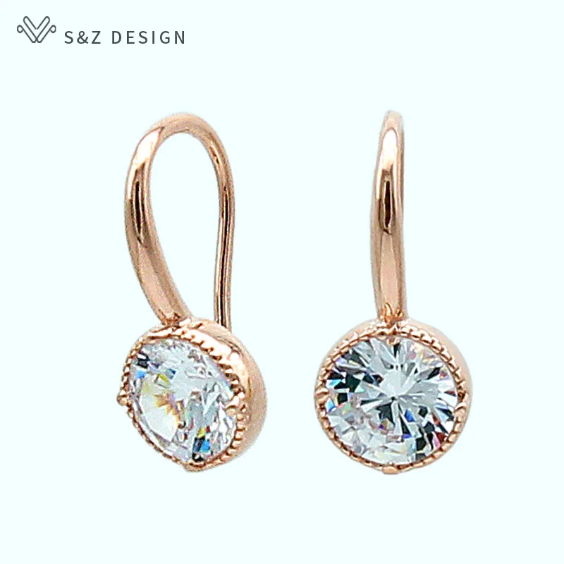S&Z New Simple Round AAA Cubic Zirconia Dangle Earrings 585 Rose Gold For Japan/South Korea Women Girl's Stylish Party Jewelry
S&Z New Simple Round AAA Cubic Zirconia Dangle Earrings 585 Rose Gold For Japan/South Korea Women Girl's Stylish Party Jewelry