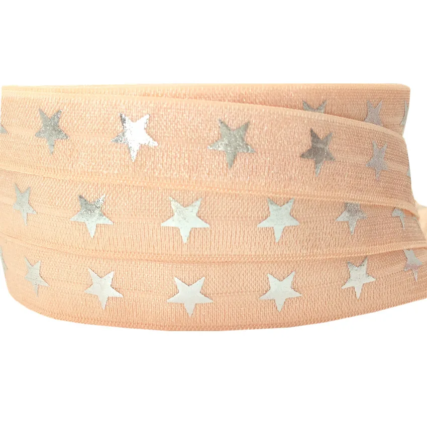 New Silver Foil Little Star Print Fold Over Elastic Peach FOE Ribbon for Sewing Hair Tie DIY Hair Accessory 10 yards 5/8"
New Silver Foil Little Star Print Fold Over Elastic Peach FOE Ribbon for Sewing Hair Tie DIY Hair Accessory 10 yards 5/8"