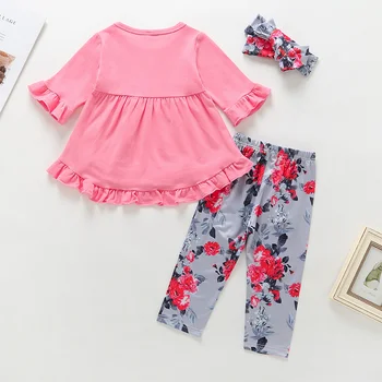 Baby girl clothes 2019 new pink autumn suit girls cotton print pleated trousers + tops + headscarf three-piece
Baby girl clothes 2019 new pink autumn suit girls cotton print pleated trousers + tops + headscarf three-piece