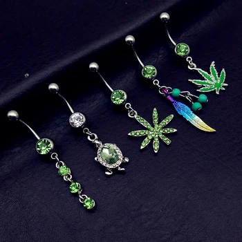 5pcs 2019 mix style green pot leaf feather tortoise bead dangle navel belly bar button rings body piercing jewelry cheap
5pcs 2019 mix style green pot leaf feather tortoise bead dangle navel belly bar button rings body piercing jewelry cheap