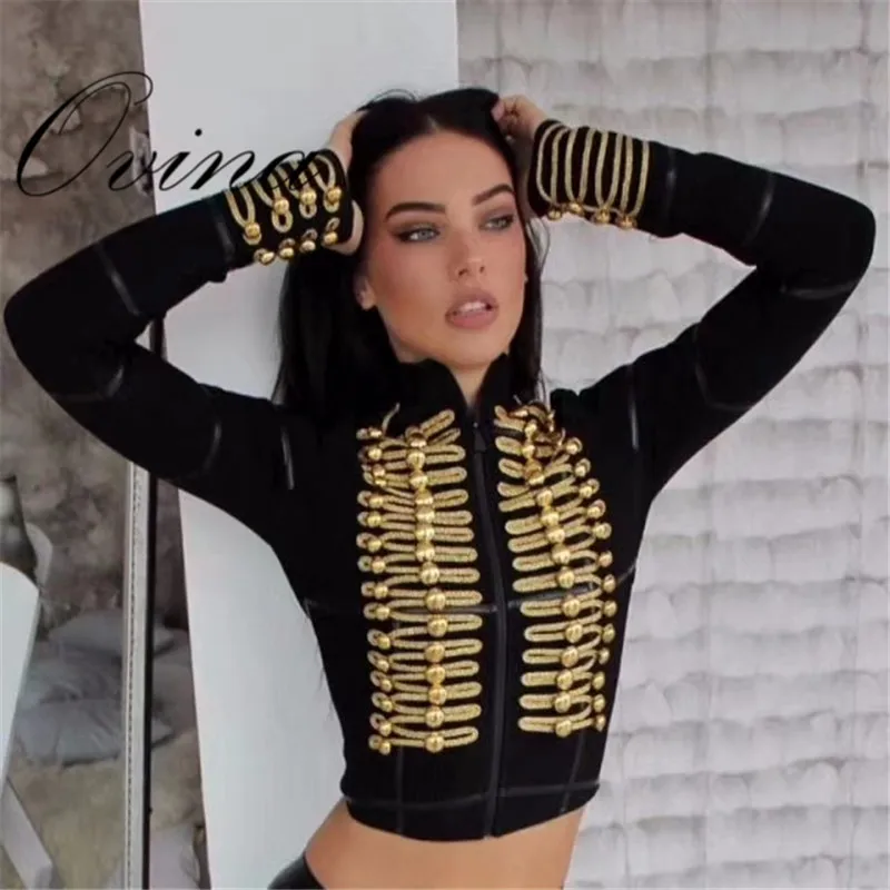 High Quality Black Long Sleeve Button Rayon Slim Bodycon Bandage Top Women Jackets
High Quality Black Long Sleeve Button Rayon Slim Bodycon Bandage Top Women Jackets