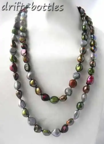 FREE SHIPPING>>>@@ > 50'' 9mm Gray Purple Green Coffee Baroque Freshwater Pearl Necklace | Украшения и аксессуары