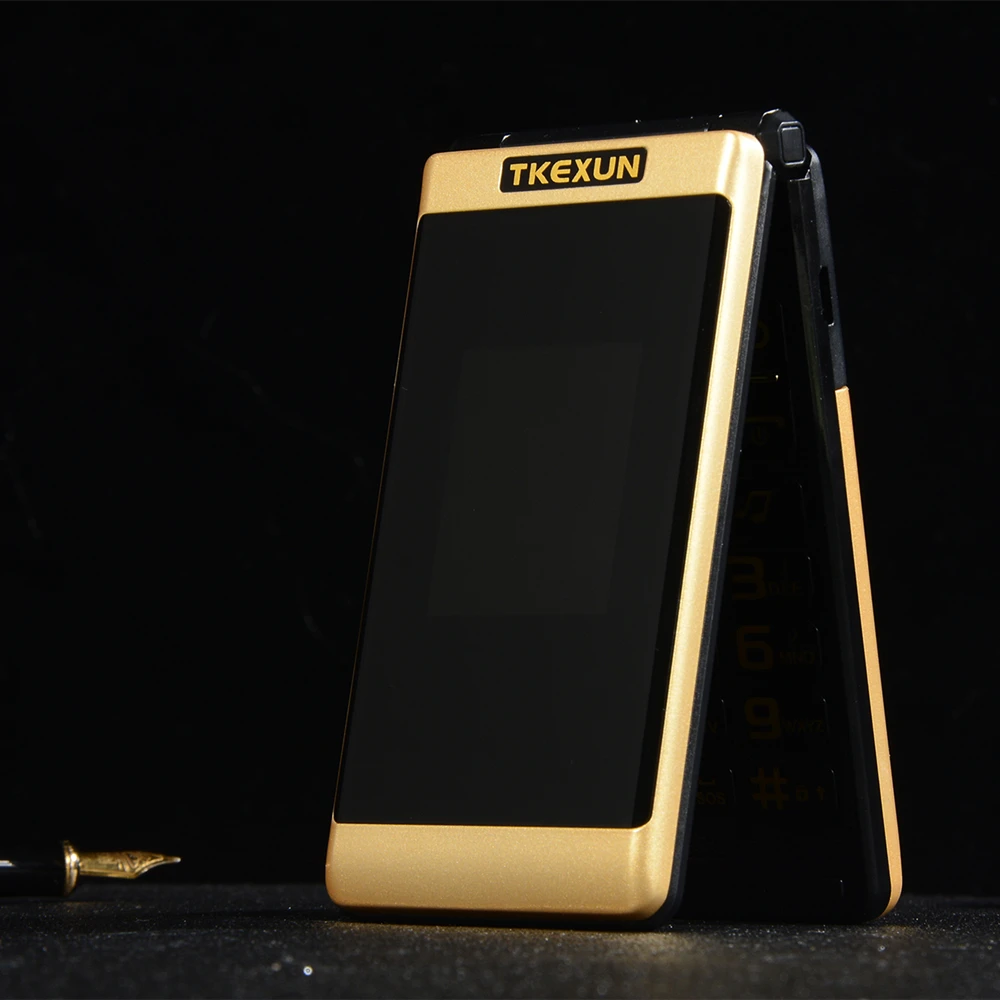 

Cheapest Dual screen Flip mobile Phone TKEXUN G300 2.6 Inch Luxury senior phone Quad band GPRS Dual SIM card Feature Cellphone