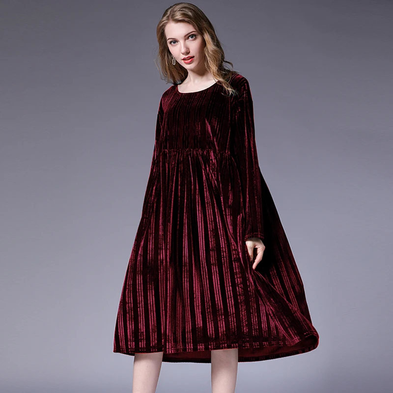 Autumn Fashion ladies Gold Velvet Loose dress Big bottom stripe dress Plus size casual vestidos tunics XL-4XL Large size Velour
Autumn Fashion ladies Gold Velvet Loose dress Big bottom stripe dress Plus size casual vestidos tunics XL-4XL Large size Velour